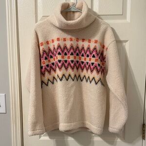 LOFT Cozy Patterned Cream Sweater